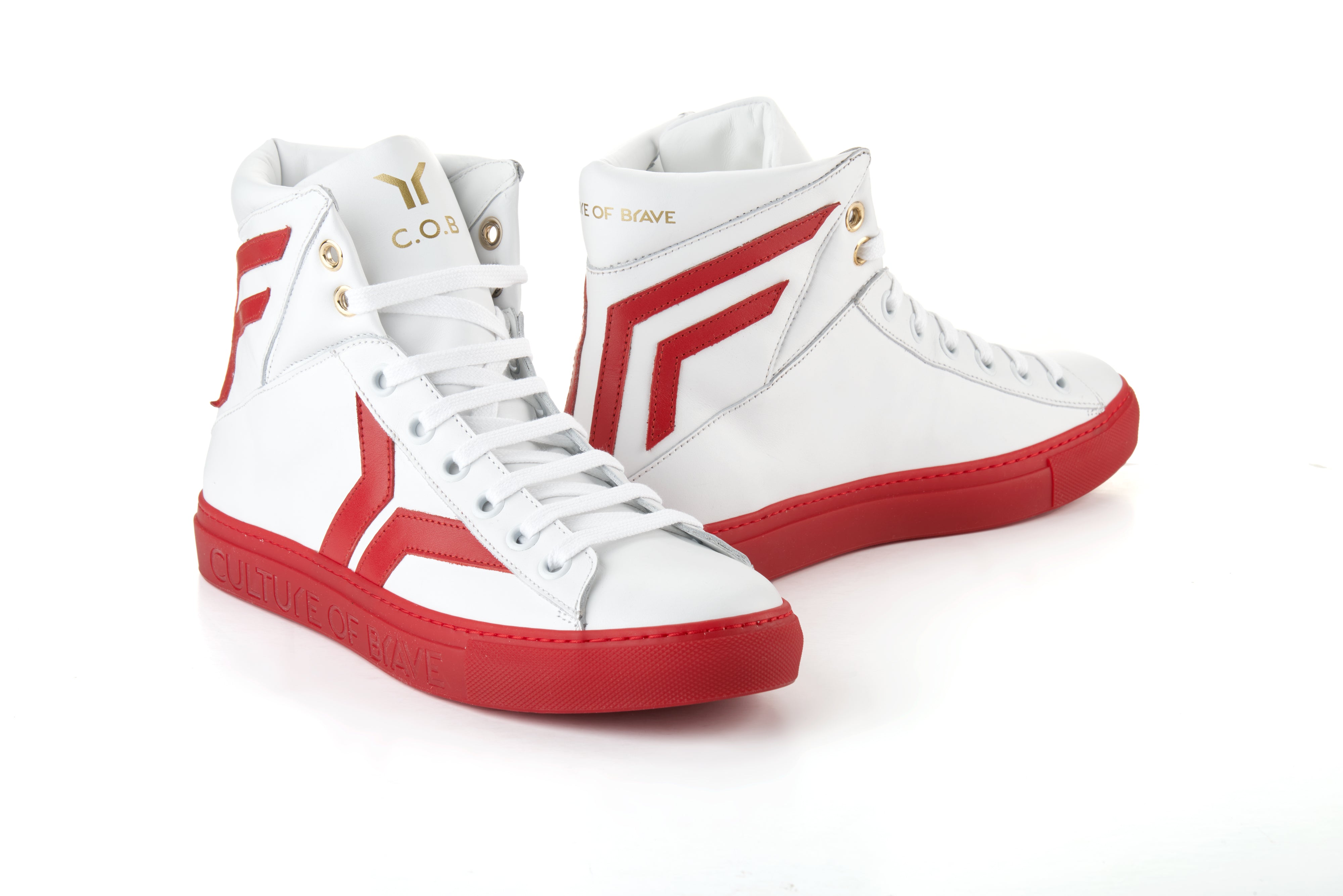 Prepared to Risk 23B Men White leather red wing red sole high cut