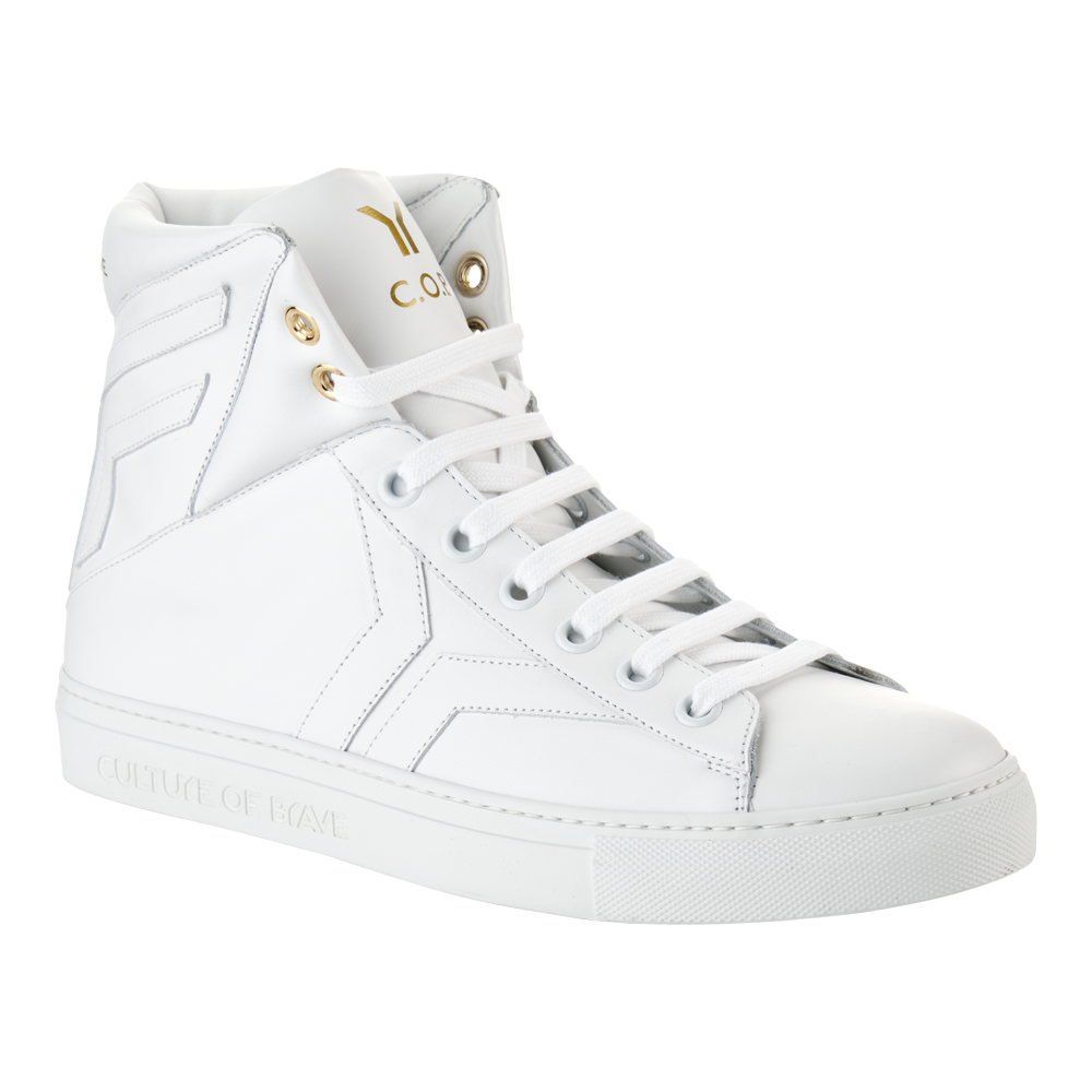 Prepared to Risk S20 Women White leather white wing high cut