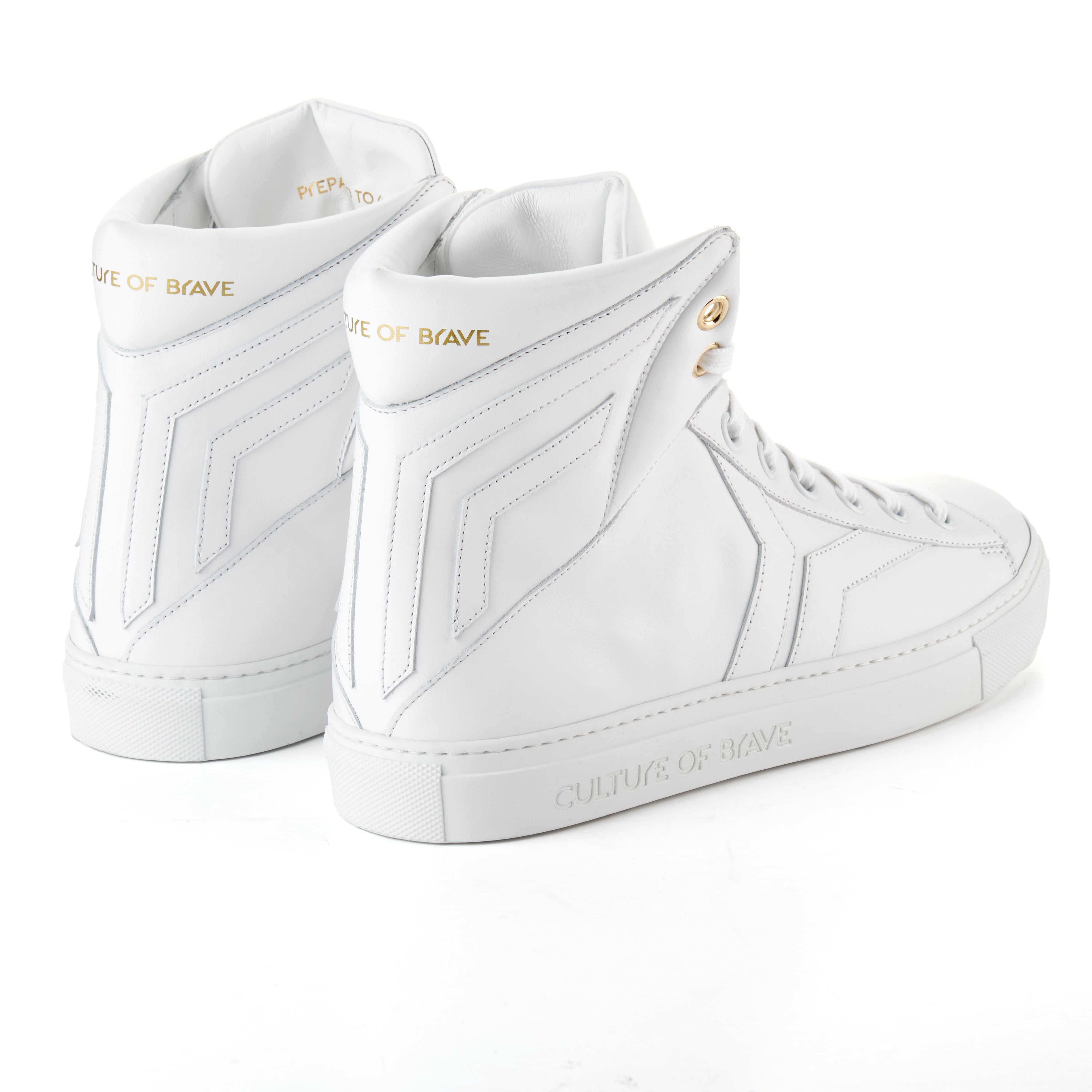 Prepared to Risk S20 Women White leather white wing high cut