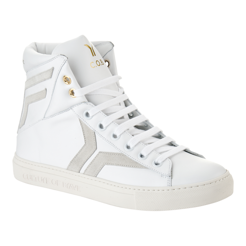 Prepared to Risk S21 Men White leather offwhite wing high cut