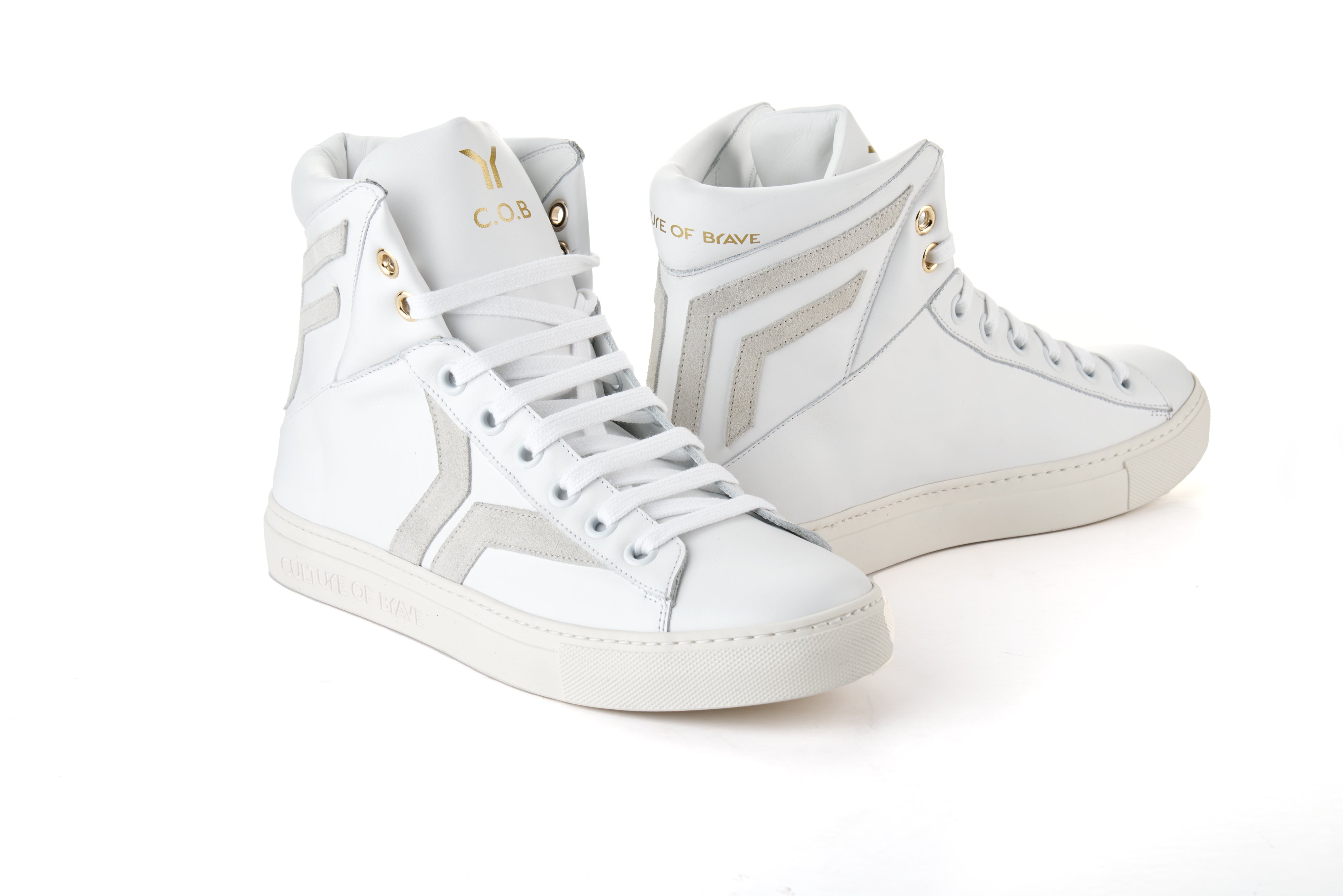 Prepared to Risk S21 Women White leather offwhite wing high cut