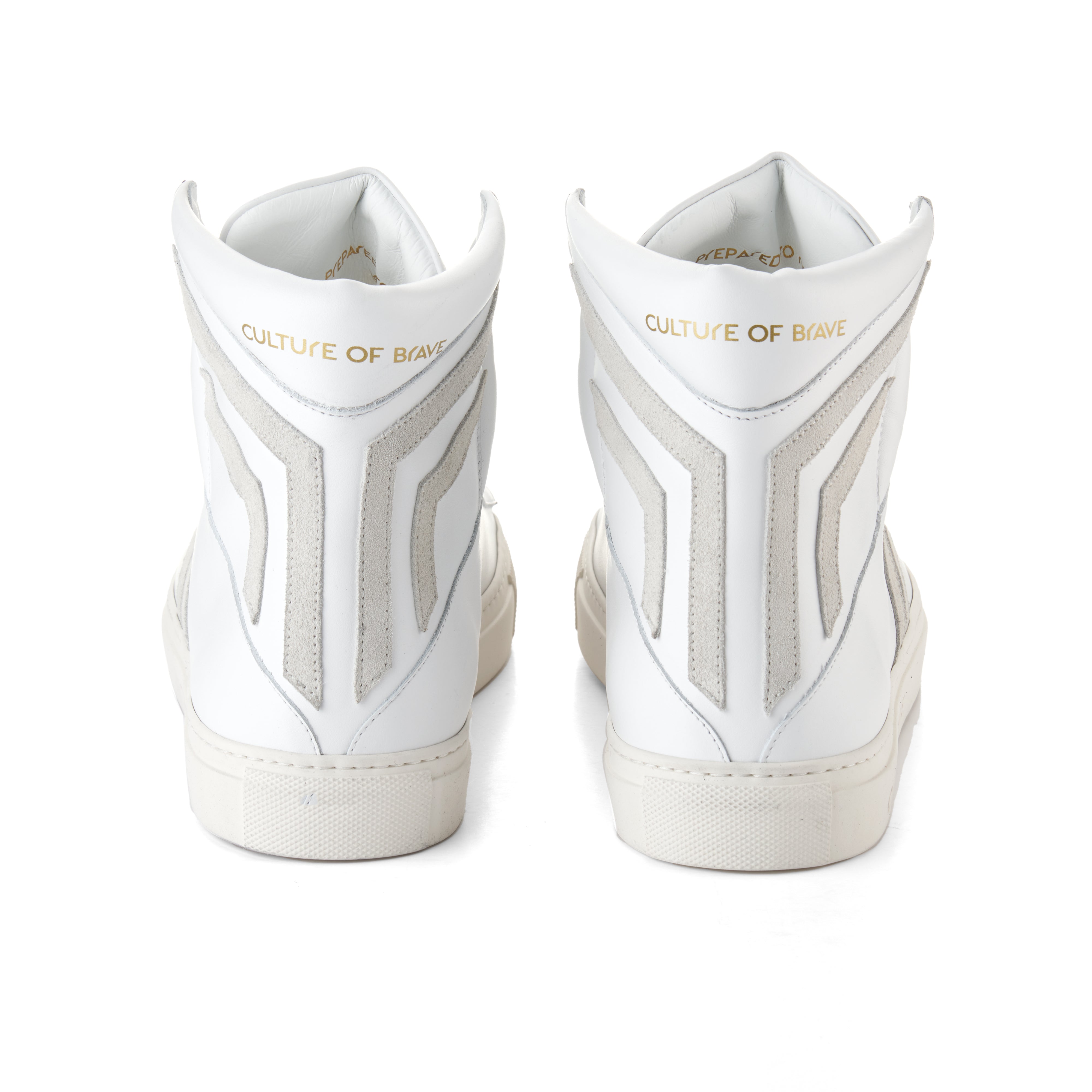 Prepared to Risk S21 Men White leather offwhite wing high cut