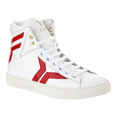 Prepared to Risk S23 Women White leather red wing high cut