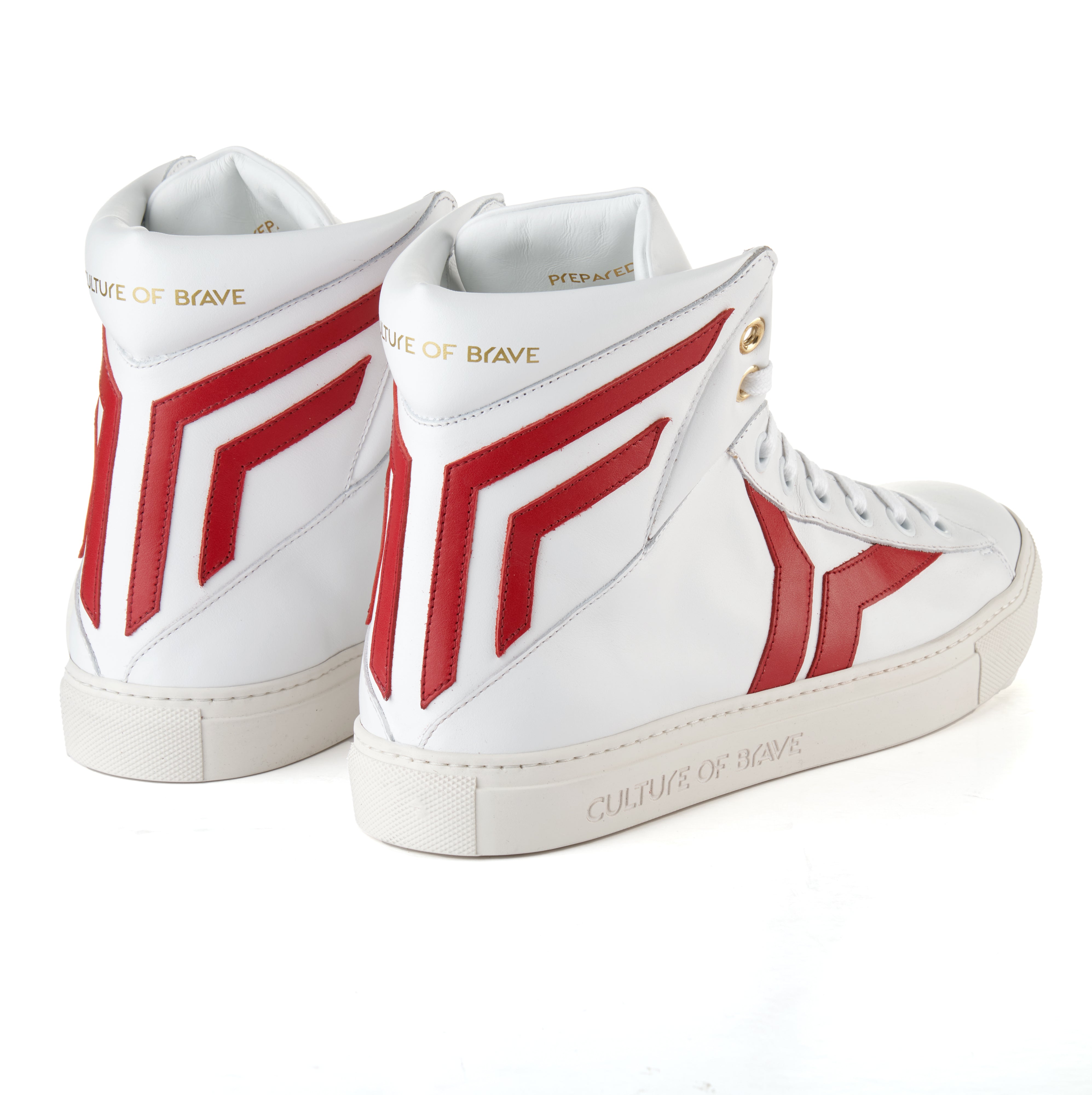 Prepared to Risk S23 Men White leather red wing high cut