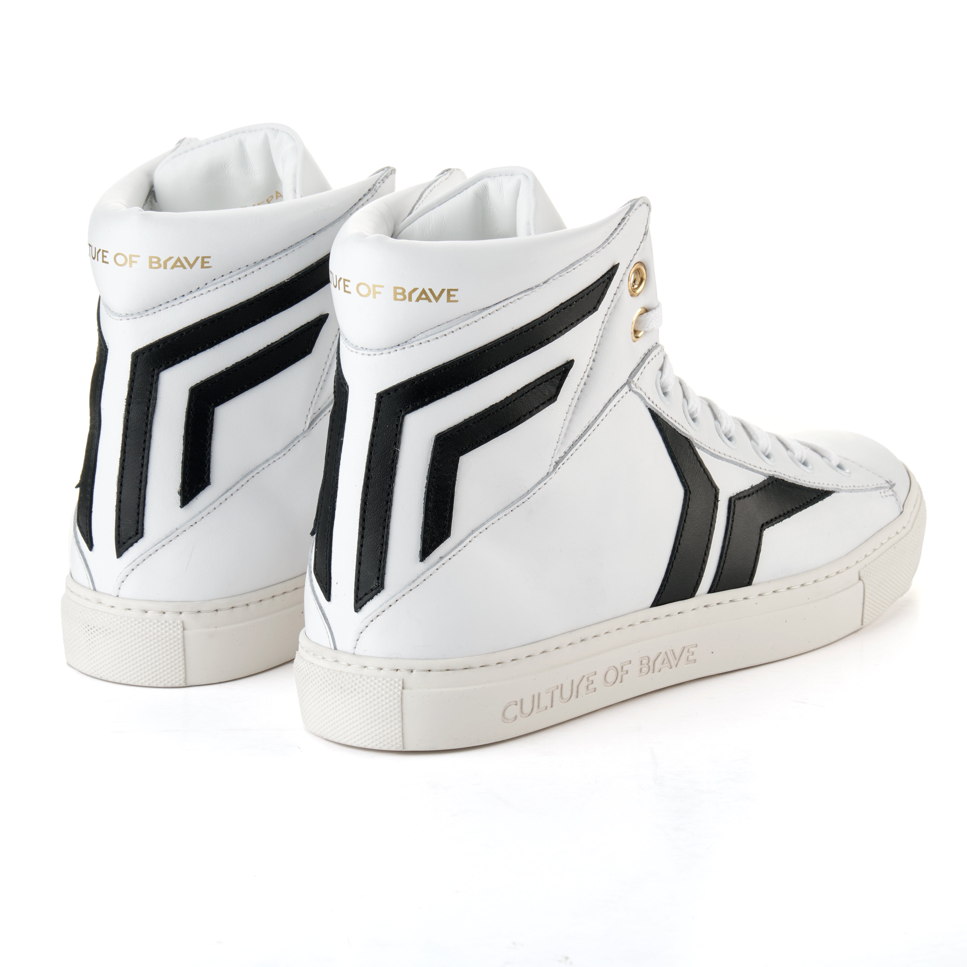 Prepared to Risk S34 Men White leather black wing high cut