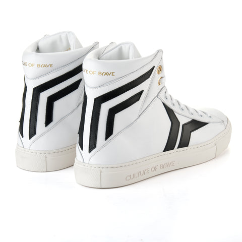 Prepared to Risk S34 Women White leather black wing high cut
