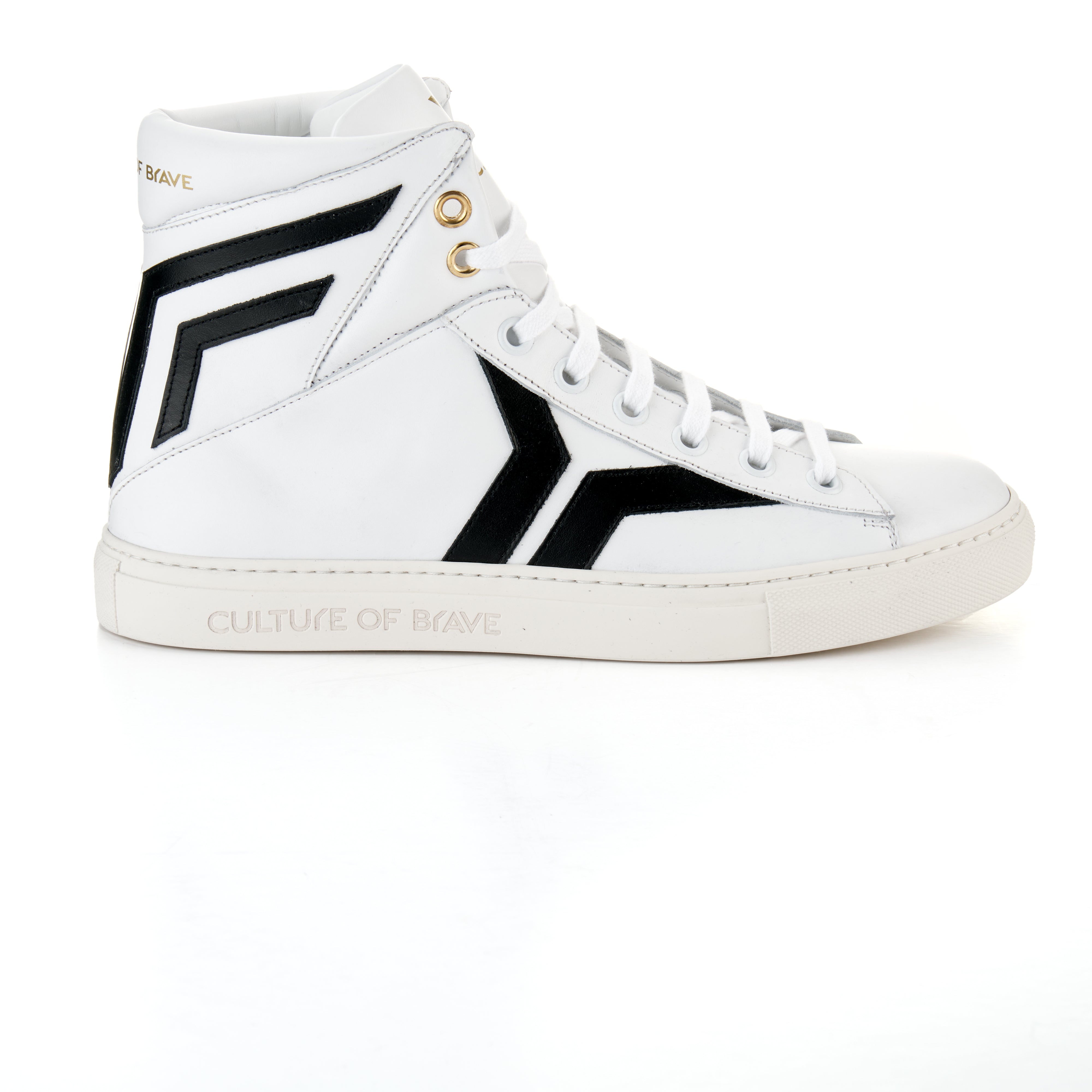 Prepared to Risk S34 Women White leather black wing high cut