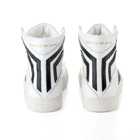 Prepared to Risk S34 Men White leather black wing high cut