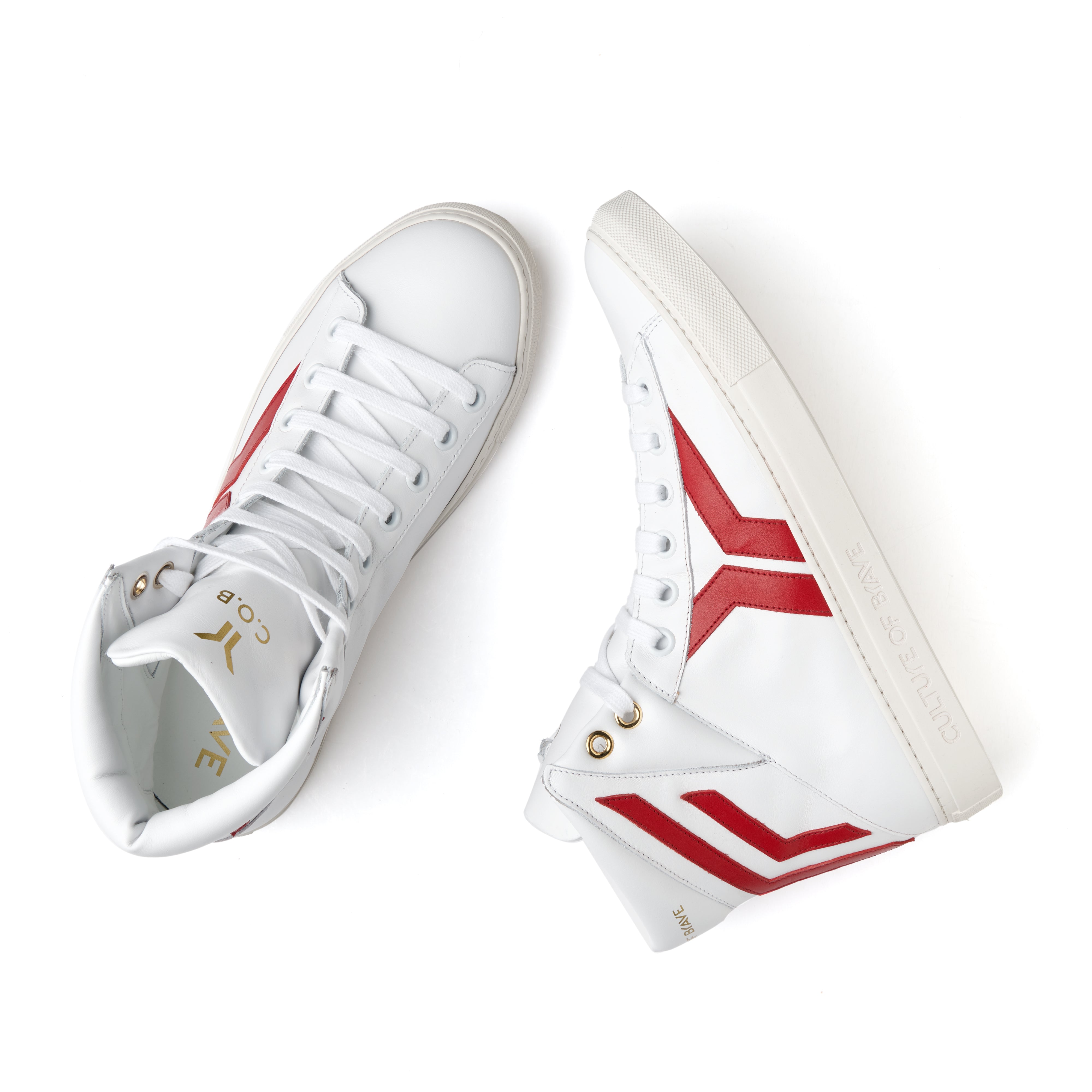 Prepared to Risk S23 Women White leather red wing high cut