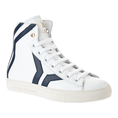Resilient S24 Men White leather navy wing mid cut