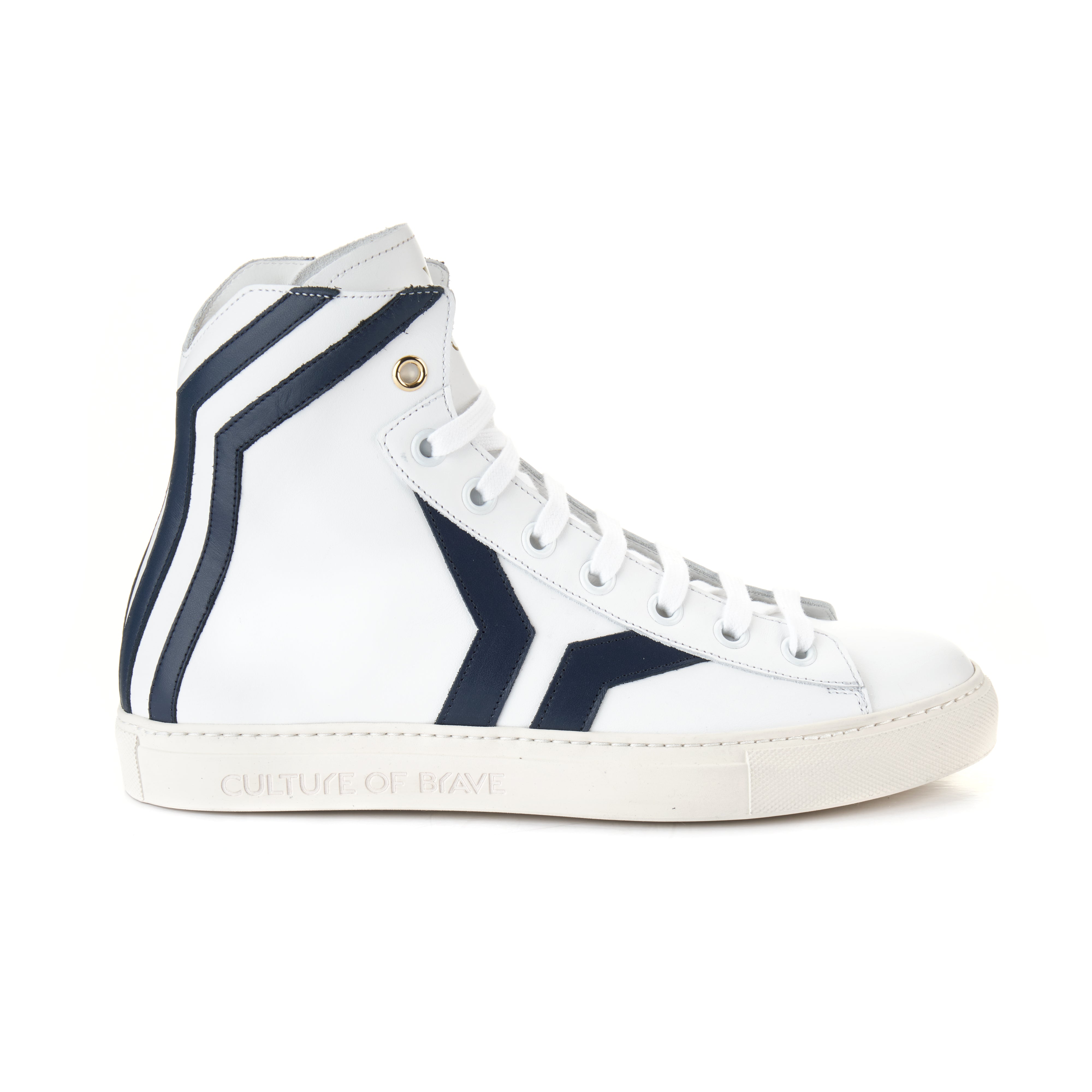 Resilient S24 Women White leather navy wing mid cut